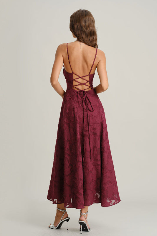 Vestido largo lencero de jacquard