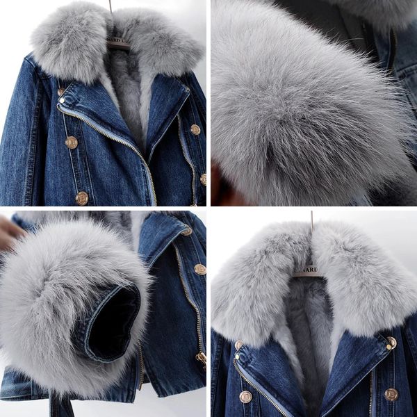Chaqueta denim con cuello de pelo