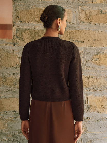 Cárdigan de punto de mezcla de lana con botones metálicos