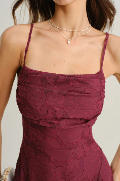 Vestido largo lencero de jacquard