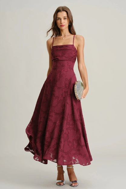 Vestido largo lencero de jacquard