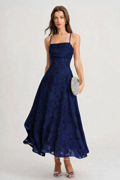 Vestido largo lencero de jacquard