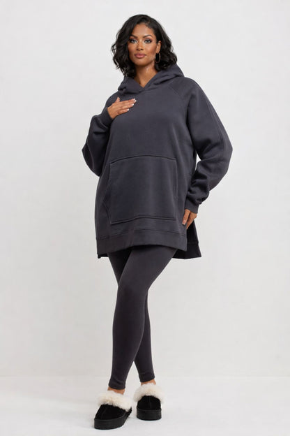 Conjunto de sudadera con capucha y leggings color carbón