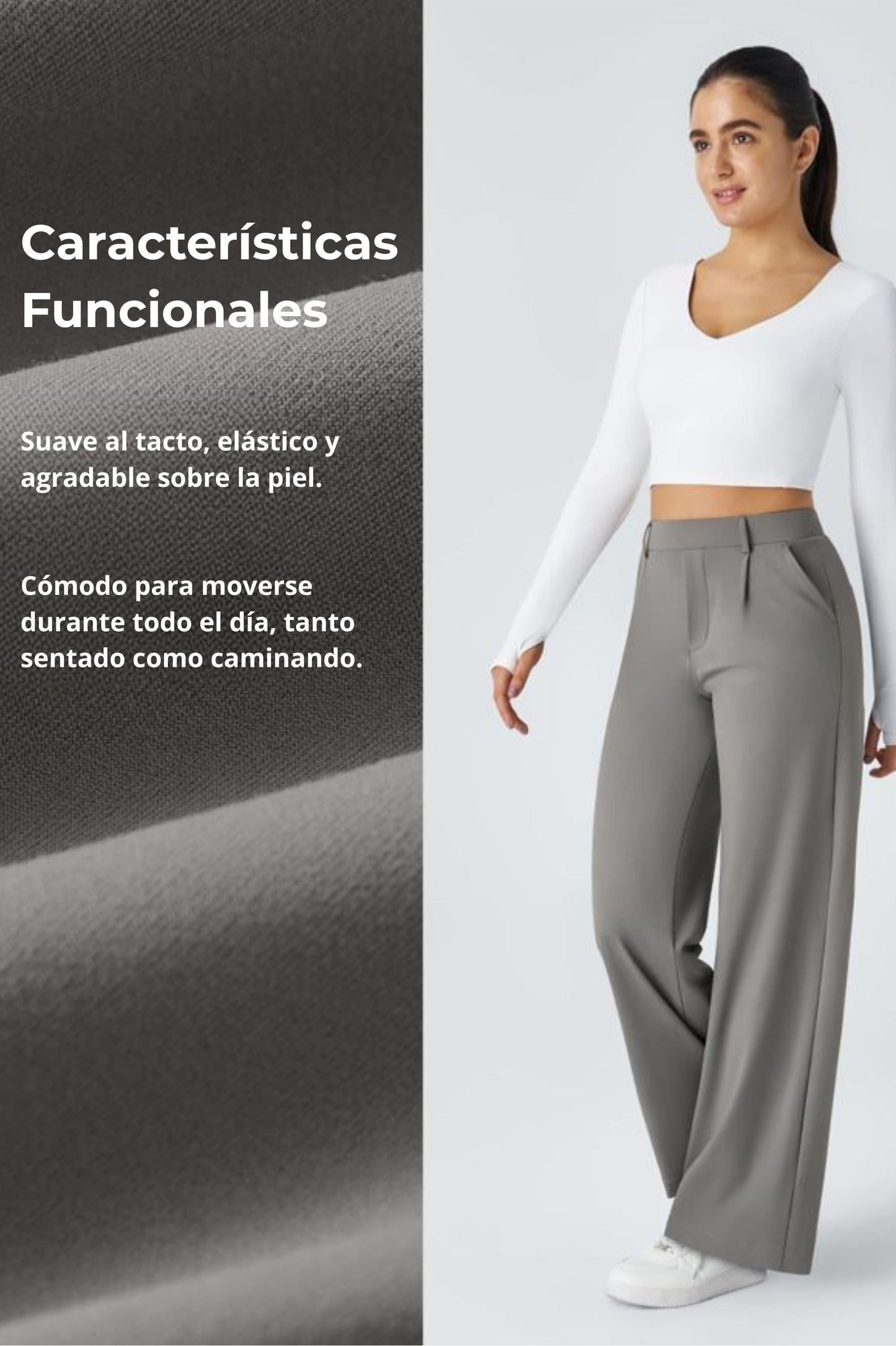 Pantalón de tela elástica plisada Catalina Ferro Flex™