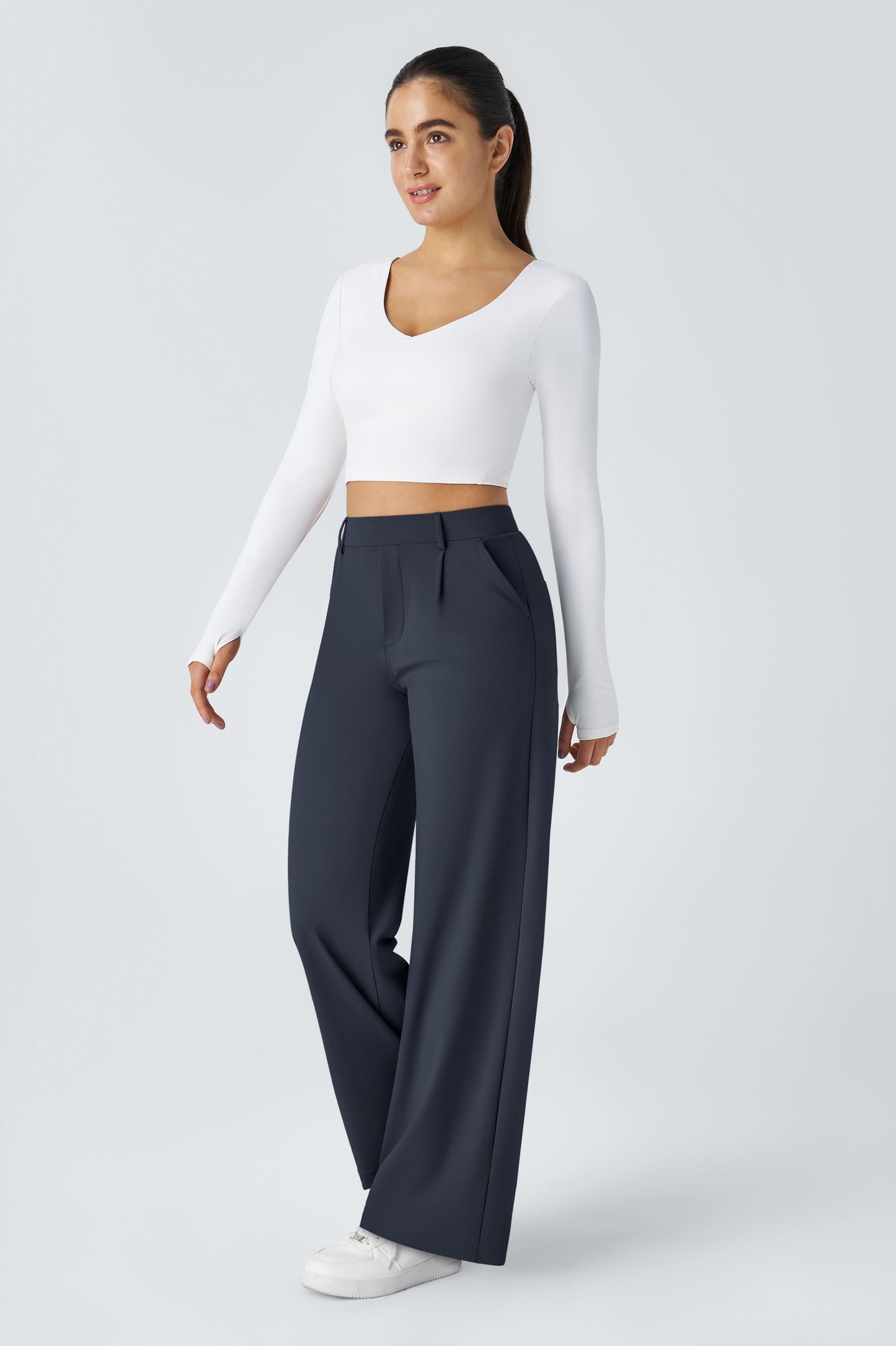 Pantalón de tela elástica plisada Catalina Ferro Flex™