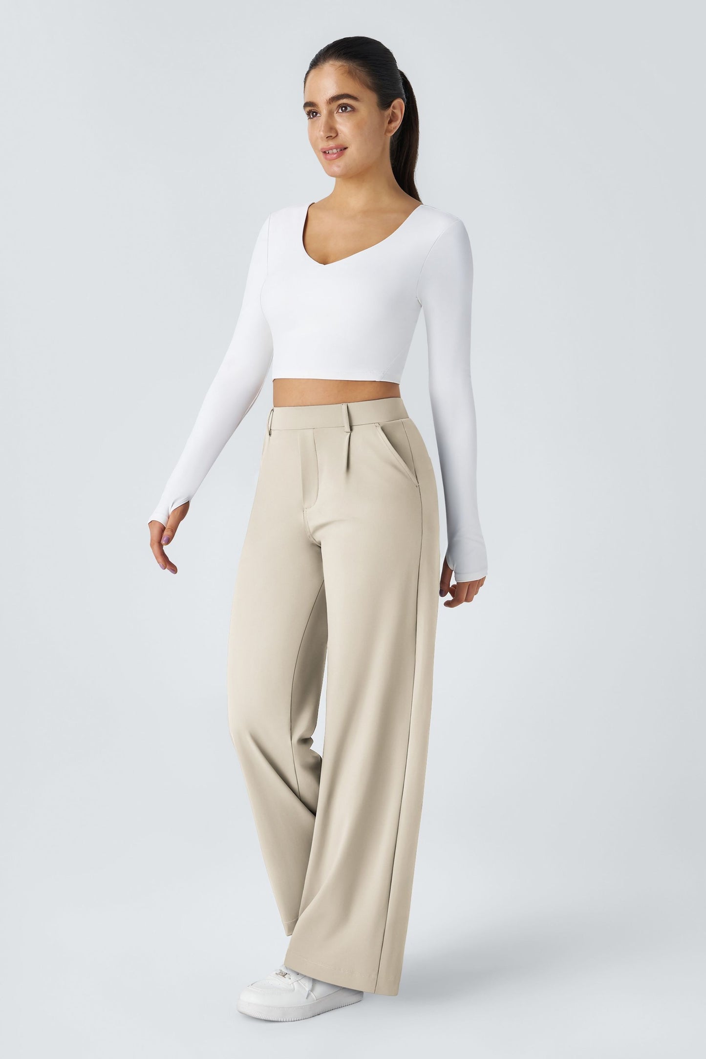 Pantalón de tela elástica plisada Catalina Ferro Flex™