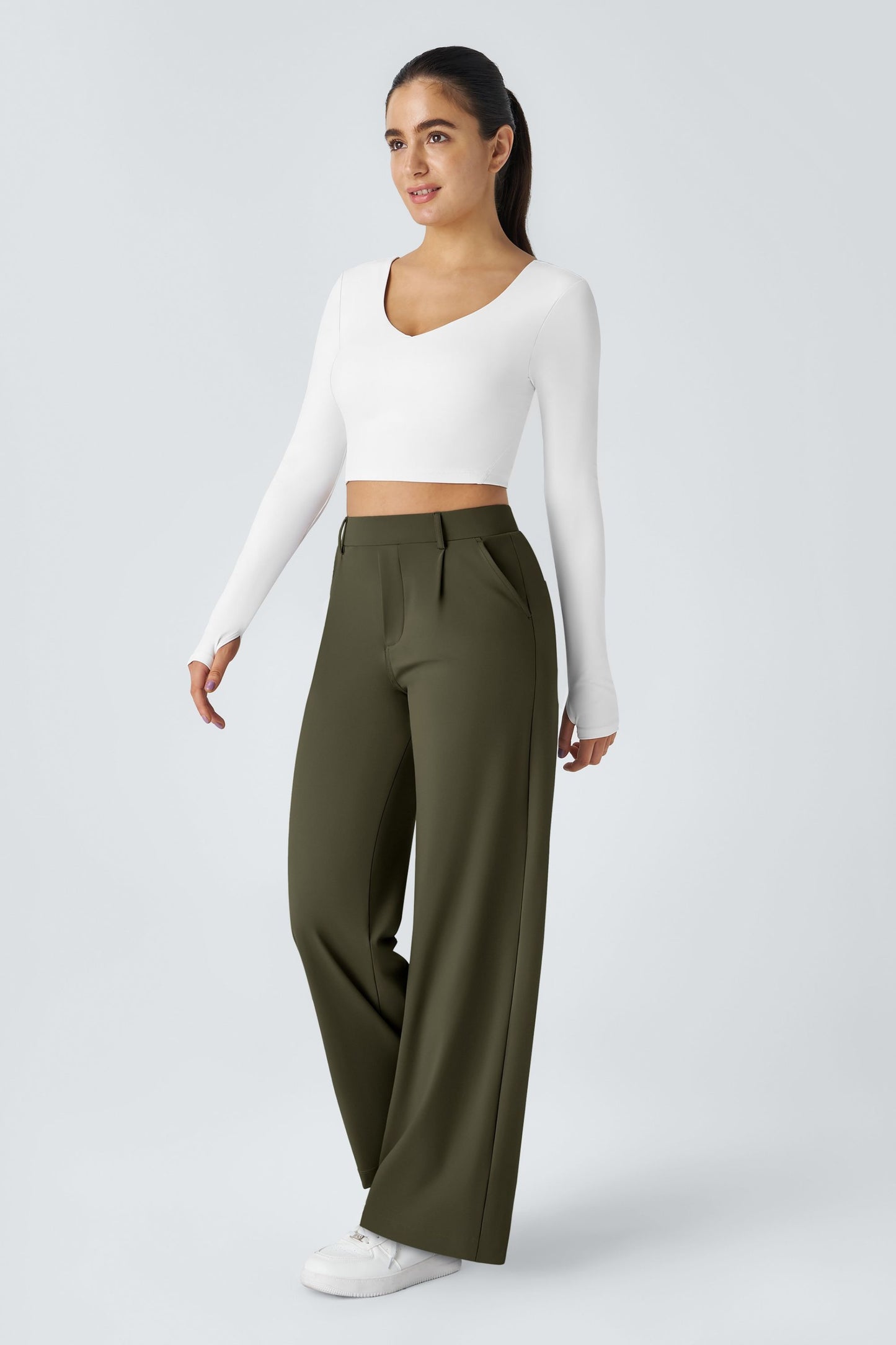 Pantalón de tela elástica plisada Catalina Ferro Flex™