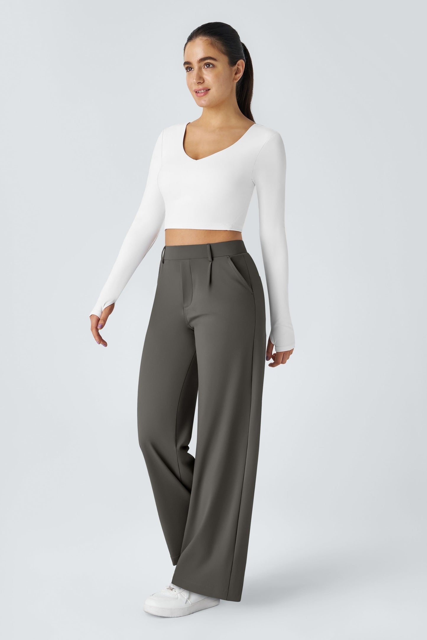 Pantalón de tela elástica plisada Catalina Ferro Flex™
