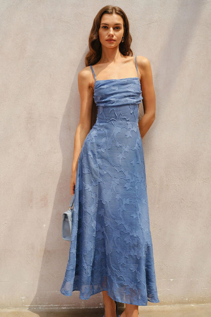 Vestido largo lencero de jacquard