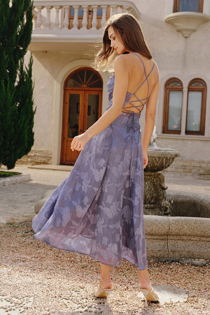 Vestido largo lencero de jacquard