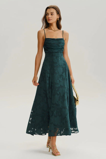 Vestido largo lencero de jacquard