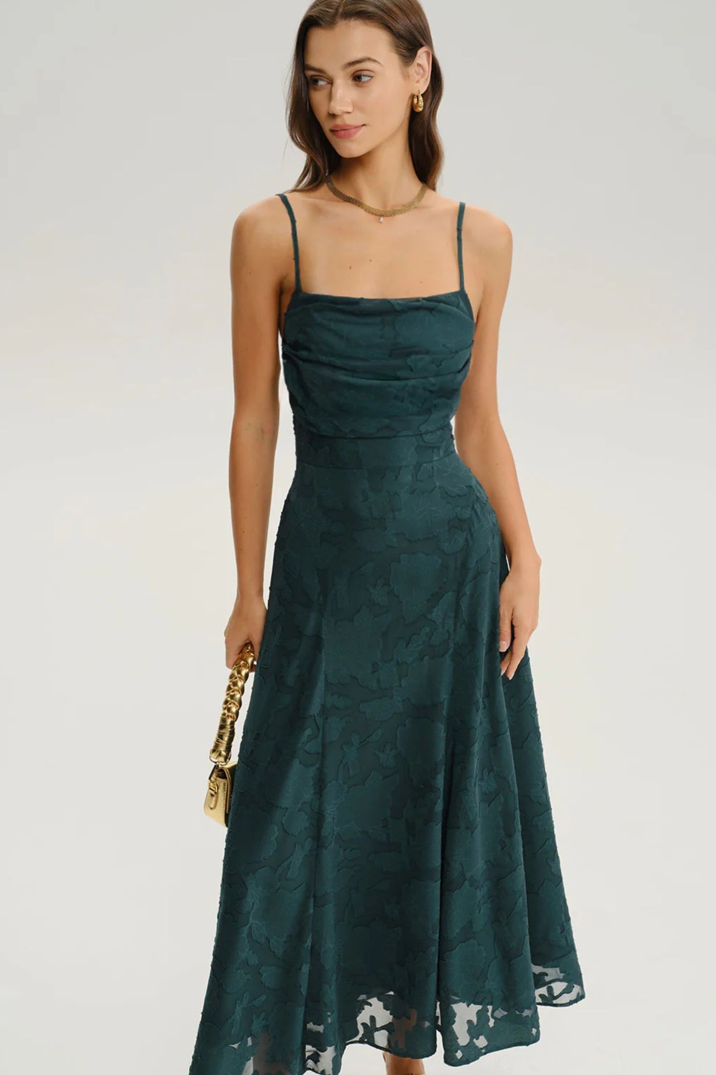 Vestido largo lencero de jacquard