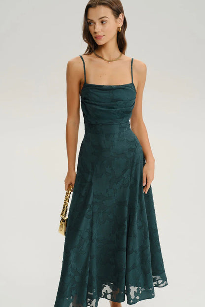 Vestido largo lencero de jacquard