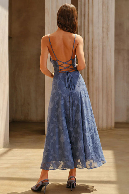Vestido largo lencero de jacquard