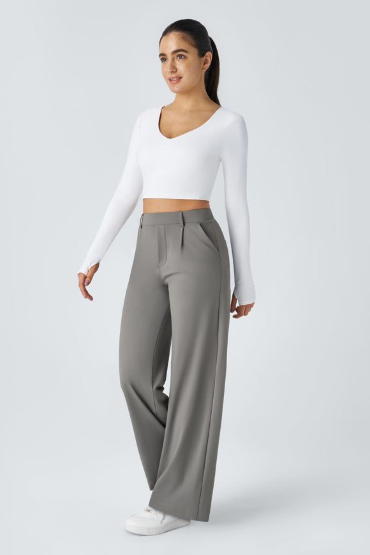 Pantalón de tela elástica plisada Catalina Ferro Flex™